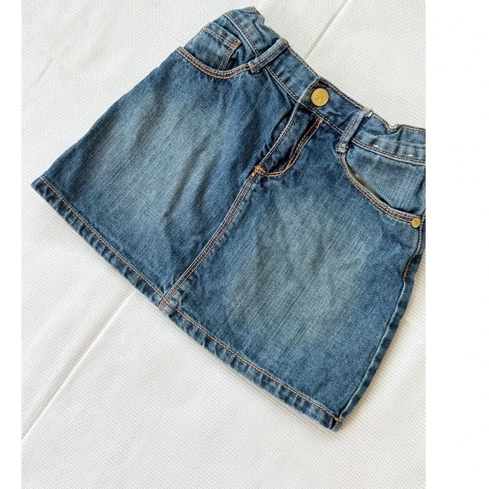 Gymboree Girls Medium Wash Denim Mini Skirt Adjustable Waist Size 6